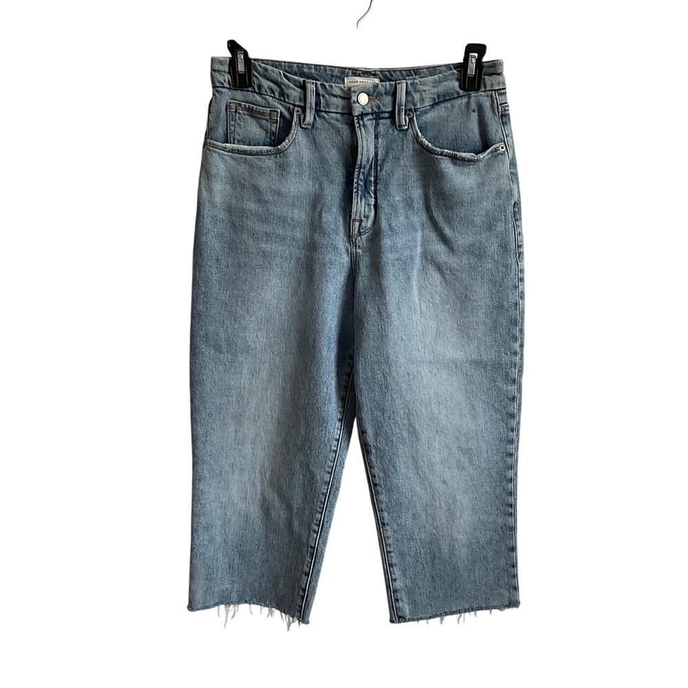 Good American Good Boy Straight‎ Leg Cropped Jeans - Size 8